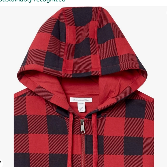 Red/black Buffalo plaid Full-Zip Hooded Fleece Sweatshirt - Picture 2 of 5